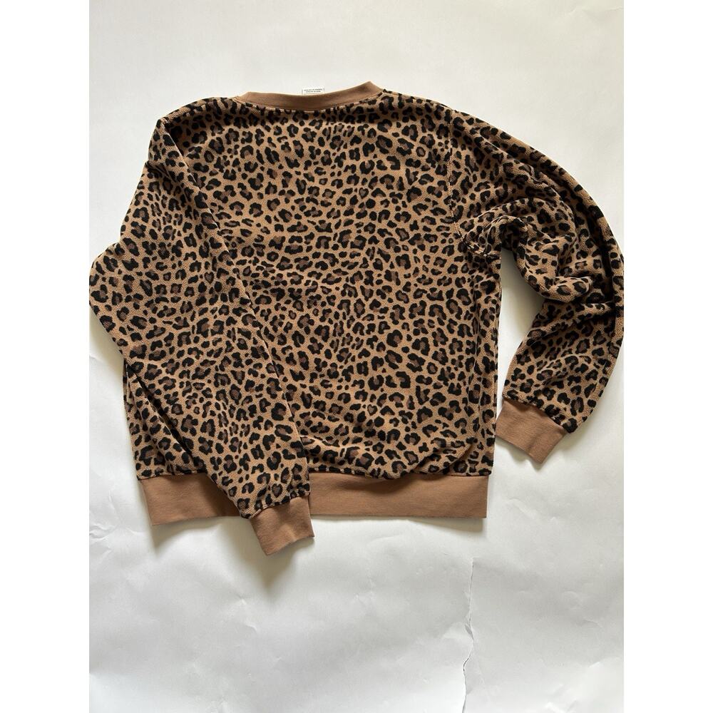 Nike Leopard Print Sweatshirt Women Small Brown Crewneck Fleece Pullover - Picture 12 of 12